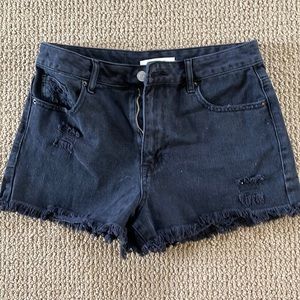 PacSun Distressed Black Jean Shorts